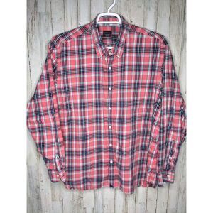 Untuckit Shirt Men's 3XL Red Blue Plaid‎ Shirt Long Sleeve Button Up